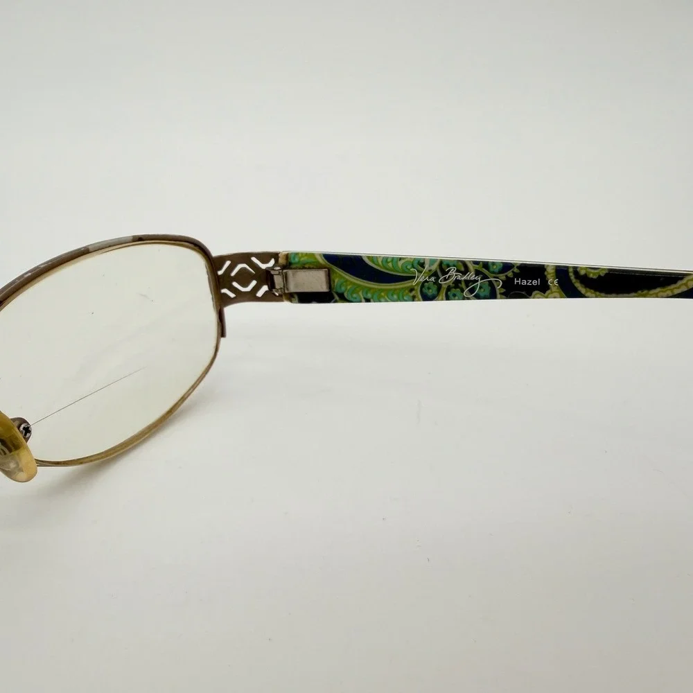 Vera‎ Bradley Hazel Eyeglass Frames 50-17 Gold Semi Rimless Floral Optical